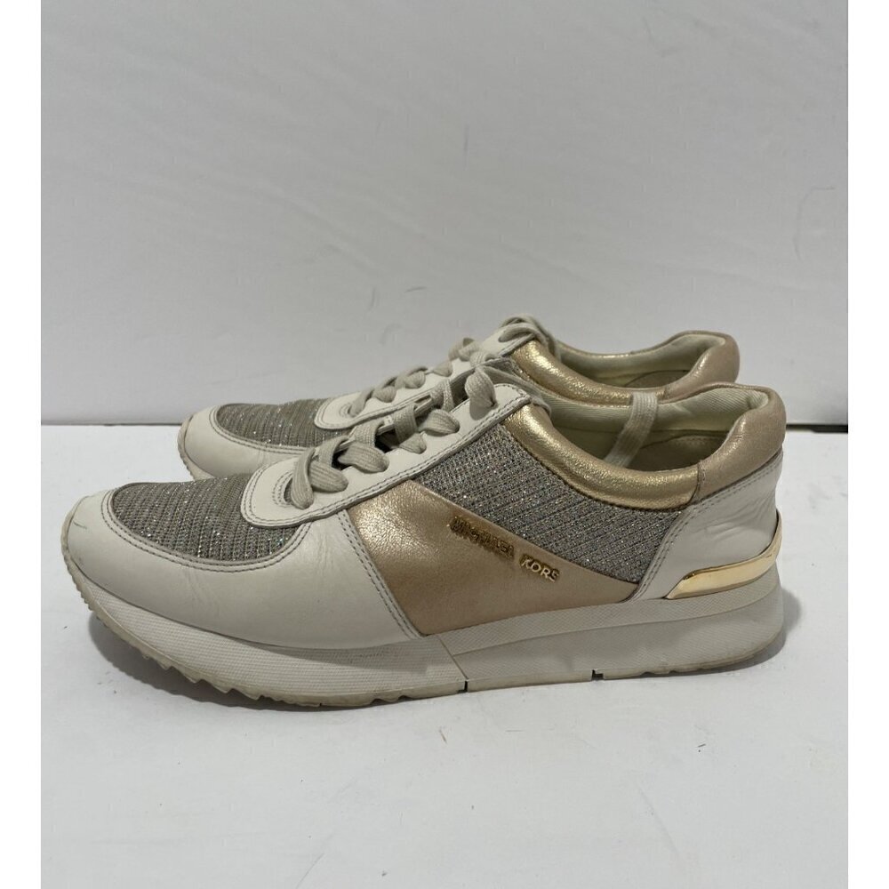 Michael Kors MK Women's Mickey Trainer Wedge SNEAKERS Rose Gold Size 8 M
